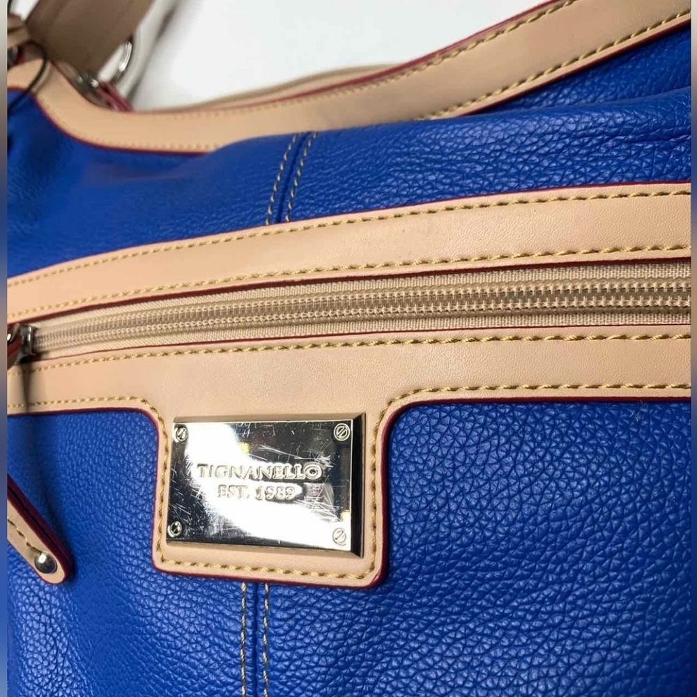 Y2K Blue Tan Pebble Soft Leather  Shoulder Bag